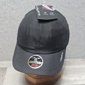 Layer8  Black Running Hat Cap One Size Strap Back Moisture Wicking Fit Most NWT